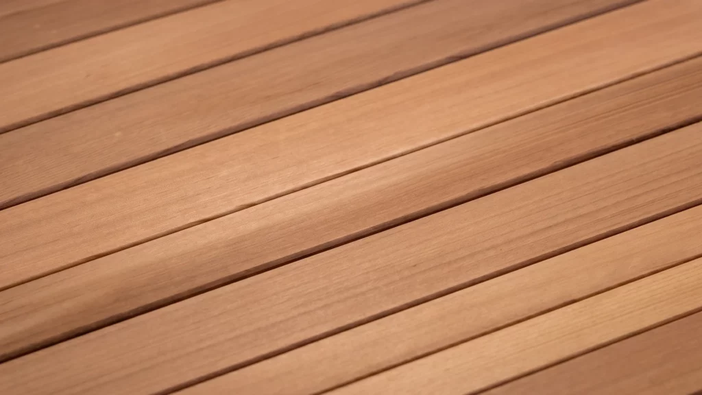 Close-up of the Western Red Cedar timber interior of a Solace Hybrid sauna